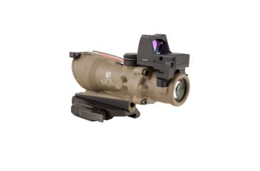 Image of Trijicon 4x32 ACOG ECOS, Dual Illuminated Red Crosshair 5.56 Reticle w/ Backup Iron Sights, Quick Release Mount &amp; LED 3.25 MOA Red Dot RMR Type 2, Cerakote FDE, 100553