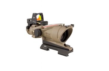 Image of Trijicon 4x32 ACOG ECOS, Dual Illuminated Red Crosshair 5.56 Reticle w/ Backup Iron Sights, Quick Release Mount &amp; LED 3.25 MOA Red Dot RMR Type 2, Cerakote FDE, 100553