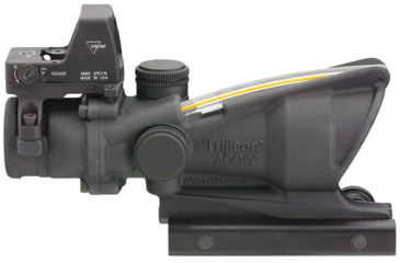 Image of Trijicon 4x32 ACOG Rifle Scope, Dual Illuminated Amber Crosshair .223 Reticle w/ Colt Knob Thumbscrew Mount &amp; LED 3.25 MOA Red Dot RMR Type 2, Black, 100551