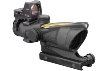 Image of Trijicon 4x32 ACOG Rifle Scope, Dual Illuminated Amber Crosshair .223 Reticle w/ Colt Knob Thumbscrew Mount &amp; LED 3.25 MOA Red Dot RMR Type 2, Black, 100551
