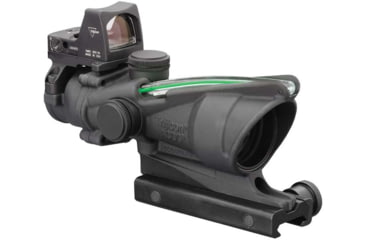 Image of Trijicon 4x32 ACOG Rifle Scope, Dual Illuminated Green Chevron .223 Reticle w/ Colt Knob Thumbscrew Mount &amp; LED 3.25 MOA Red Dot RMR Type 2, Black, 100548