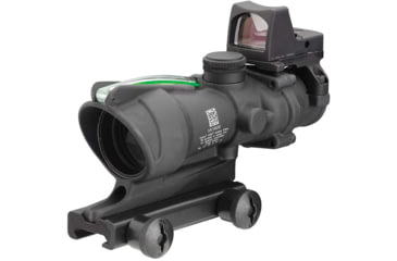 Image of Trijicon 4x32 ACOG Rifle Scope, Dual Illuminated Green Chevron .223 Reticle w/ Colt Knob Thumbscrew Mount &amp; LED 3.25 MOA Red Dot RMR Type 2, Black, 100548