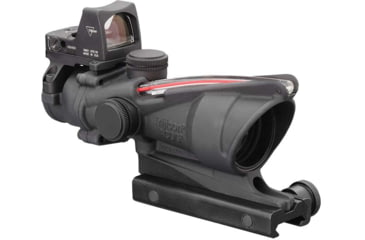 Image of Trijicon 4x32 ACOG Rifle Scope, Dual Illuminated Red Chevron .223 Reticle w/ Colt Knob Thumbscrew Mount &amp; LED 3.25 MOA Red Dot RMR Type 2, Black, 100549