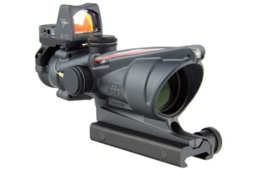 Image of Trijicon 4x32 ACOG Rifle Scope, Dual Illuminated Red Chevron .223 Reticle w/ Colt Knob Thumbscrew Mount &amp; LED 3.25 MOA Red Dot RMR Type 2, Cerakote Gray, 100568