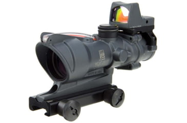 Image of Trijicon 4x32 ACOG Rifle Scope, Dual Illuminated Red Chevron .223 Reticle w/ Colt Knob Thumbscrew Mount &amp; LED 3.25 MOA Red Dot RMR Type 2, Cerakote Gray, 100568
