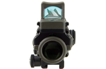 Image of Trijicon 4x32 ACOG Rifle Scope, Dual Illuminated Red Chevron .223 Reticle w/ Colt Knob Thumbscrew Mount &amp; LED 3.25 MOA Red Dot RMR Type 2, Cerakote OD Green, 100569