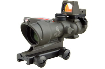 Image of Trijicon 4x32 ACOG Rifle Scope, Dual Illuminated Red Chevron .223 Reticle w/ Colt Knob Thumbscrew Mount &amp; LED 3.25 MOA Red Dot RMR Type 2, Cerakote OD Green, 100569