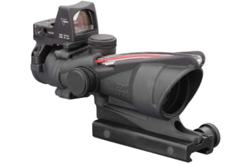 Image of Trijicon 4x32 ACOG Rifle Scope, Dual Illuminated Red Crosshair .223 Reticle w/ Colt Knob Thumbscrew Mount &amp; LED 3.25 MOA Red Dot RMR Type 2, Black, 100550