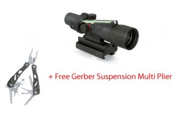 Image of Trijicon ACOG 3x 30 Dual Illuminated Scope, Green Crosshair .308 WIN Reticle Kit w/ Gerber Multi Plier