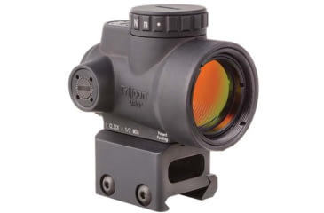 Image of Trijicon MRO 1x25mm Adjustable Red Dot Sight, 2MOA Dot Reticle, Angled Glass, Black w/MRO Full Co-Witness Mount, MRO-C-2200005