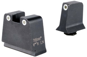 Image of Trijicon Suppressor/Optic Height Sight Set, White Front/White Rear &amp; Green Lamp, Glock  42, 43, 43x, 43e, 48, Black, 601140