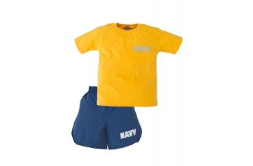 Image of Trooper Clothing Kids Navy PT 2 Piece Shirt/Shorts Set,Large, Gold and Navy Blue, Large (14-16) 501-L