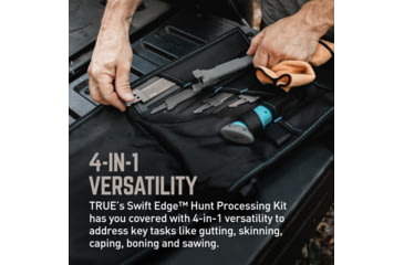 Image of TRUE Hunt Processor Fixed Blade Knives Kit, 4/6/8/8 in, 5Cr13 Steel, Hunting, TPR Handle, Titanium Nitride, TRU-FXK-1001