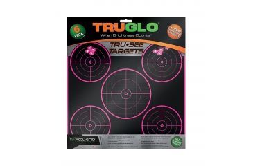 Image of TruGlo TRU-SEE Splatter Target 5-Bullseye, 12x12, Pink, 6 Pack, TG-TG11P6