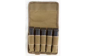 Image of TUFF Products Original 5 In-Line Mag Pouch w/ Belt and Removable Flap, 1000D Coyote Brown, Single Stacks, 1911, 220 7065-CBV-1