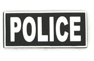Image of TUFF Products PolicePVC Patch - Velcro Sewn, Black w/White Letters, 4.5x2 P-Police-4.5x2 BKWT