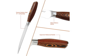 Image of Tuo Cutlery 4-Piece Steak Set, 9.63in Overall, 5in Satin Serrated 1.4116 Stainless Blade, Brown Wood Handle, TC0723