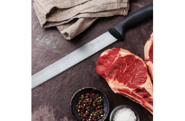 Image of Tuo Cutlery 11in Sedge Slicing Knife, 16.25in Overall, 11in Satin Finish X50CrMoV15 Stainless Blade, Black Synthetic Handle, SP008