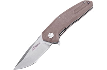 Image of Ultra-X Cobra Linerlock Tan Folding Knife, 3 stonewash finish 440C stainless blade, Desert tan G10 handle, UXHK215F