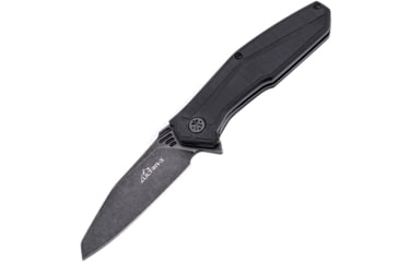 Image of Ultra-X Omen Framelock Black Folding Knife, 3.5 black stonewash finish AUS-8 stainless blade, Black G10 handle, UXHK212E
