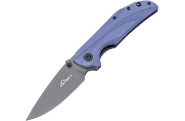 Image of Ultra-X Rye Linerlock Folding Knife, 3.5 gray titanium coated D2 tool steel blade, Blue-Gray G10 handle, UXHK213F