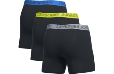 Image of Under Armour Charged Cotton 6inch 3 Pk, Black/black/black grey/yellow/blue Band - 12772790034XL