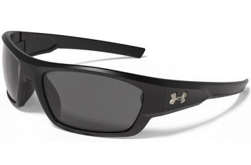 Image of Under Armour Force Storm Sunglasses, Satin Black/Black Frame, Gray Polarized Lens U8630086-010108