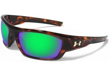 Image of Under Armour Force Storm Sunglasses, Shiny Tortoise/Black Frame,Copper/Green Lens U8630086-960126