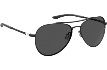 Image of Under Armour Instinct Pilot Shape Sunglasses with Matte Black Frame and Grey Lens, Medium, UA0007GS 003-59IR