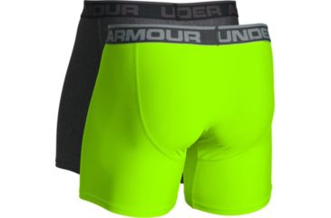 Image of Under Armour Original Series 6 Inch Boxerjock 2-Pack, Carbon Heather/Hyper Green, SM, 1282508-091-SM