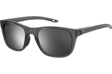 Image of Under Armour Raid Sunglasses with Transparent Grey Frame and Silver Mirror Lens, Medium, UA0013GS KB7-T4