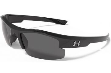 Image of Under Armour Youth Nitro L Storm Sunglasses, Shiny Black, Gray Polarized Lens U8640048-000008