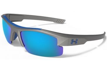 Image of Under Armour Youth Nitro L Storm Sunglasses, Satin Carbon, Polarized, Blue Mirror U8640048-064168