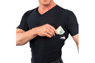 Image of UnderTech Undercover Mens Travel Safe V-Neck Shirt,Black,2XL TS0561BK-2X