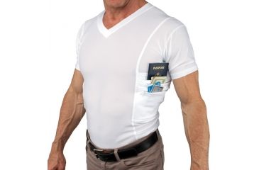 Image of UnderTech Undercover Mens Travel Safe V-Neck Shirt,White,2XL TS0561WH-2X