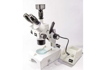 Image of Unico ZM188TC Microscope TRINOCULAR WF15X 0.7X-4.5X DPT stand w/top illum. Port and Diascopic Base; D4-8023 C-mount adapter and B6-8185 Digtal Camera packag ZM188TC