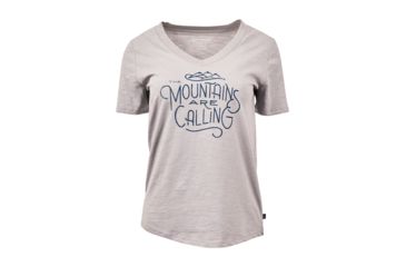 Image of United By Blue Mountains Are Calling Short Sleeve Graphic V-Neck - Womens, Boulder Grey, Extra Small, 201-095-03123