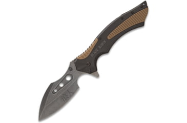 Image of United Cutlery Black Ronin Linerlock A/O Folding Knife, 4.75 black stonewash finish 3Cr13 stainless blade, Black ABS handle with dark earth TPU insert, UC3407