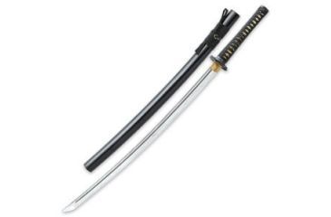 Image of United Cutlery Longquan Master Katana Sword, black and gold handle, silver blade, 39 1/2" UC3193
