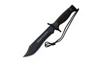 Image of United Cutlery M48 Fixed Blade Clam Knife, 7 black finish sawback AUS-8 stainless blade, Black checkered ABS handle, UC2994