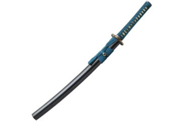 Image of United Cutlery Shikoto Teal Wakizashi, 30.75in Overall, 19.38in T10 High-Speed Tool Steel Blade, Wooden Storage Box, Black Wood Scabbard, UC3238