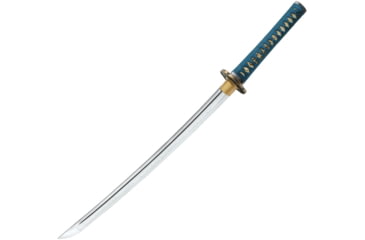 Image of United Cutlery Shikoto Teal Wakizashi, 30.75in Overall, 19.38in T10 High-Speed Tool Steel Blade, Wooden Storage Box, Black Wood Scabbard, UC3238