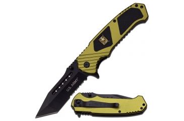 Image of US Army Folding Blade, 3.5in, Stainless Steel Blade, Green Aluminum Handle A-A1024GN