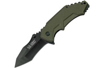 Image of US Army Linerlock A/O Green Folding Knife,3.5in,Tanto,Olive Green,G10 Handle, A-A1014GN