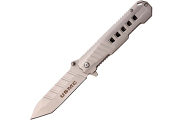 Image of USMC Tanto Spring Assisted Knife w/Stampled Pocket Clip, 3.75 in, 3Cr13 Stainless Steel Stainless Steel, Satin, M-A1061B