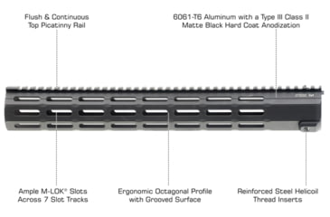 Image of UTG Pro UTG Pro Super Slim SD M-LOK Free Float handguard, 16 in, Black, MTU047XLM