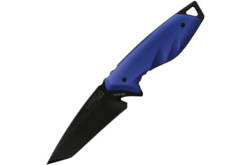Image of Utica Rescue III Fixed Blade Knife, 4.13 black oxide coated 8Cr13MoV stainless tanto , Blue rubberized ABS handle, 91-7048CP