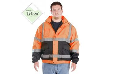 Image of Utility ProWear High Visibility Bomber Jacket Class 3, Orange/Black Btm, LARGE UHV562-L-OB