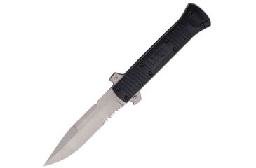 Image of UZI Collapsible Fixed Blade Knife, 4in, Partially Serrated, Black, Composition Handle ZF0026B