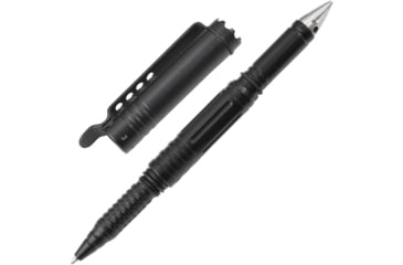 Image of UZI Crown Bezel Tactical Pen With Aluminum Body, 6.13in Overall, Black Titanium Coated Aluminum Body, Accepts Standard And Fisher Space Pen Refills, Crown Bezel, UZI-TACPEN20-BK